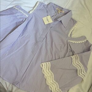 Free Generation Cold Shoulder Cotton Shirt NWT 🥰